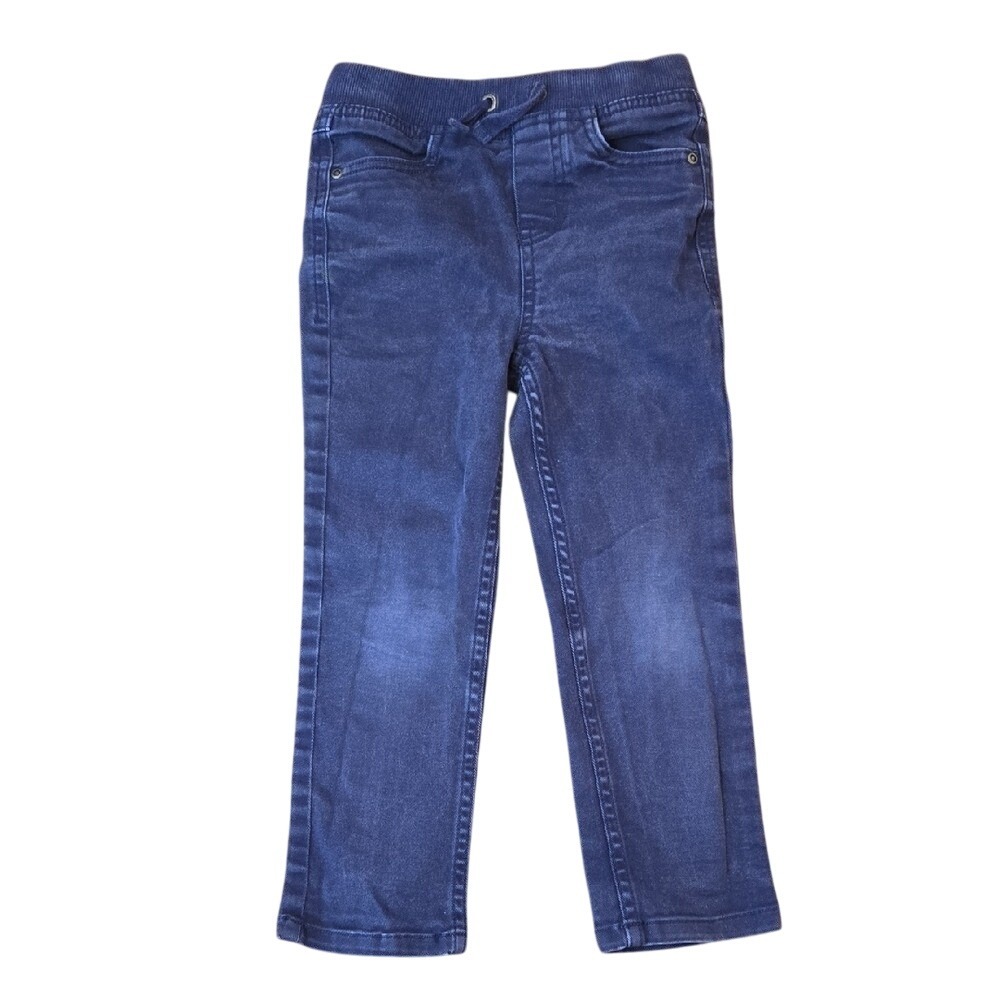 Hanna Andersson Boy's Slim Fit Pants Navy Blue Pockets Cotton Drawstring Size 4